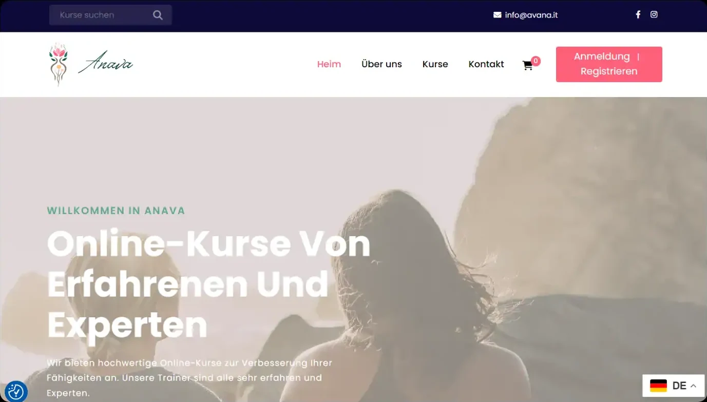 Anava website, designed and built by Creative Baguette