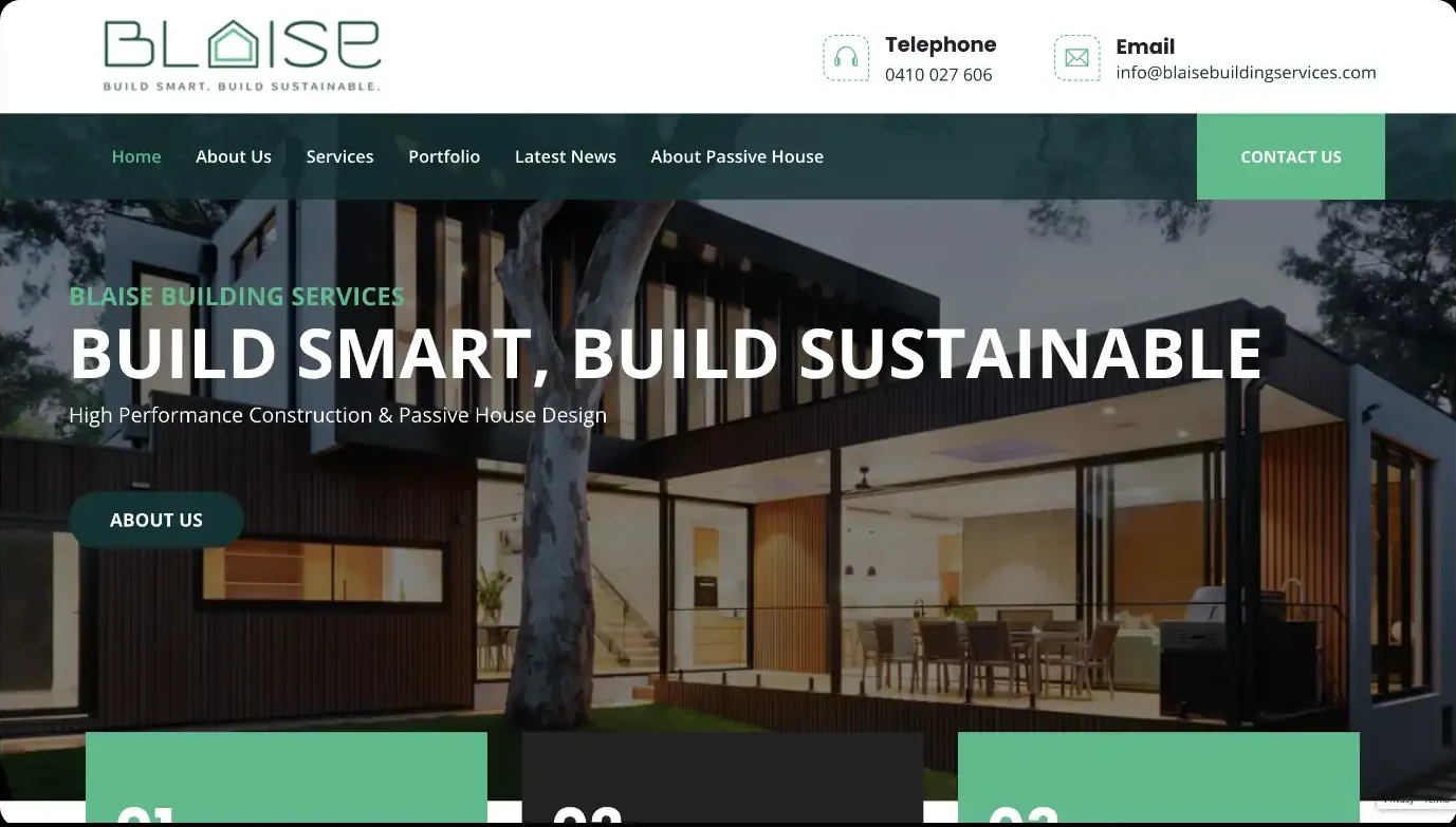Blaise Building Services website, designed and built by Creative Baguette
