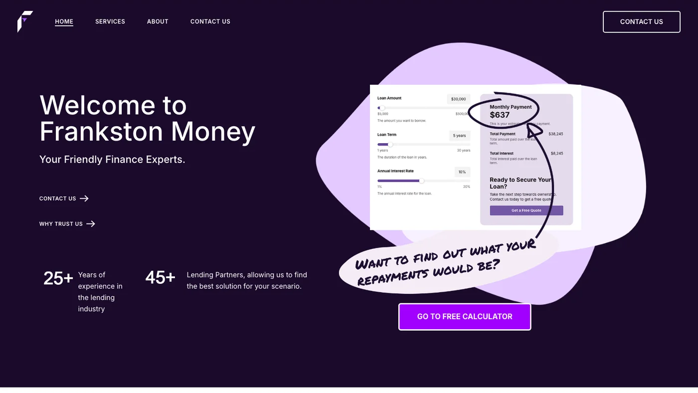 Frankston Money website, designed and built by Creative Baguette
