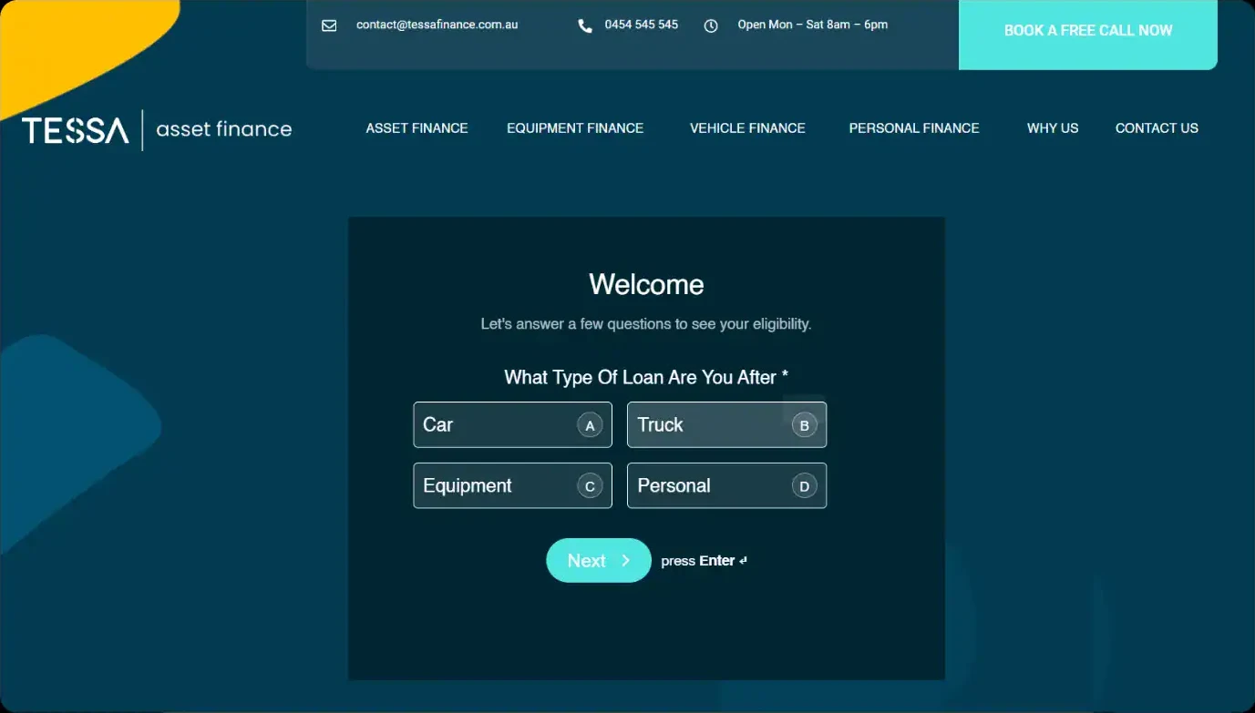 Tessa Finance website, designed and built by Creative Baguette