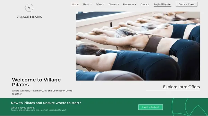 Village Pilates website after the rebuild